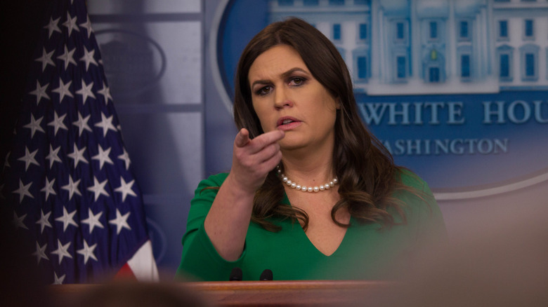 Sarah Huckabee Sanders taking press questions