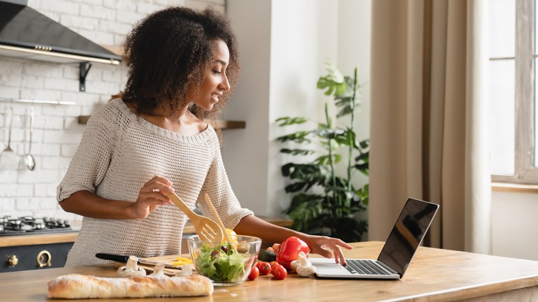 A woman cooking