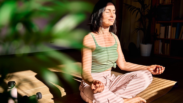 A woman meditating