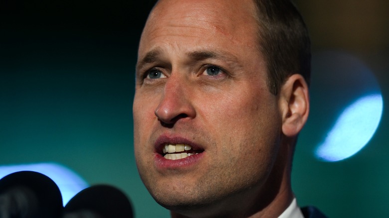 Prince William, looking up while speaking