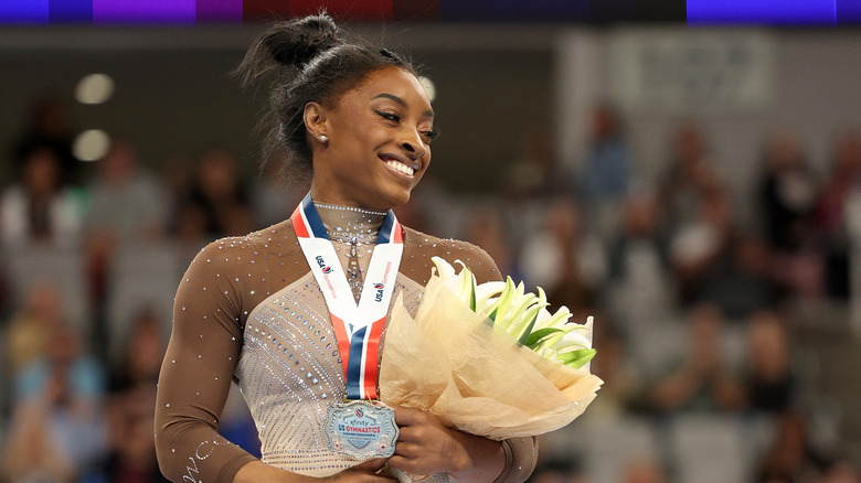 Simone Biles at a gymnastics competition 