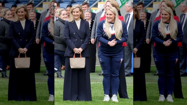 Sophie, Duchess of Edinburgh on pitch surrounded by crowd