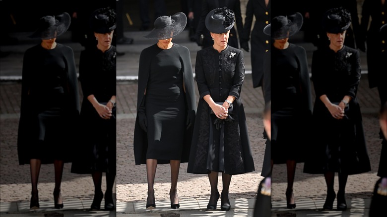 Sophie, Duchess of Edinburgh looking somber at funeral