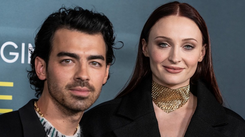 Joe Jonas and Sophie Turner on a red carpet