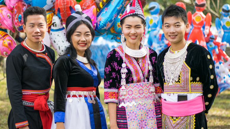 Hmong people in traditional clothing