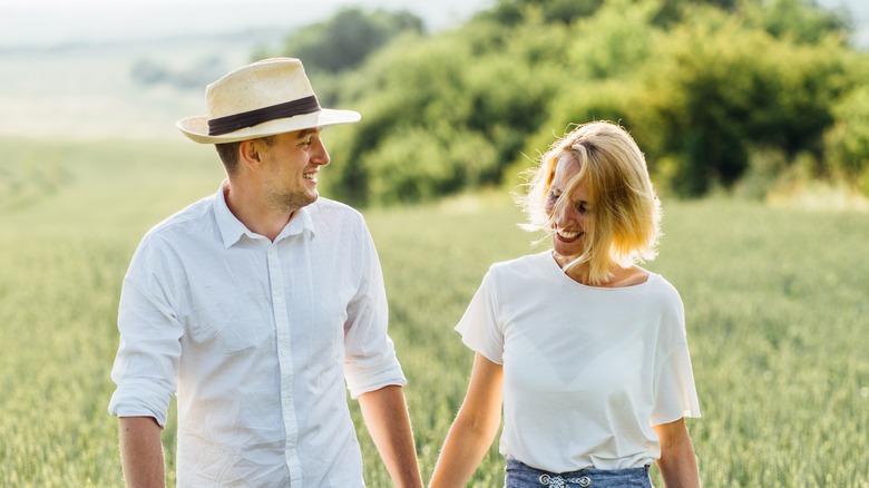 couple talking outside 