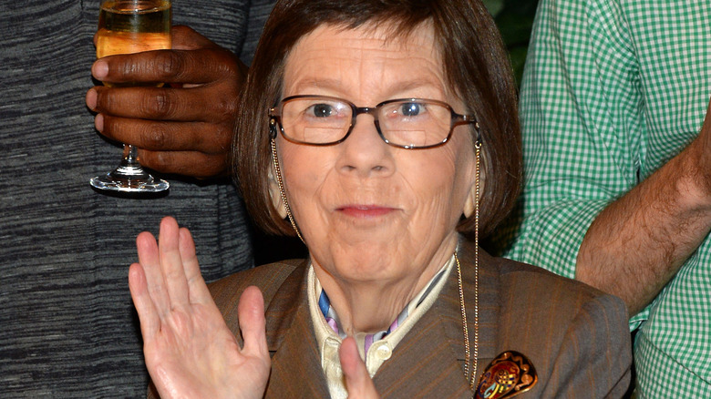 Linda Hunt at press event 