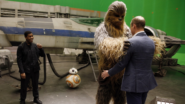 Prince William meeting Chewbacca on set of "Star Wars"