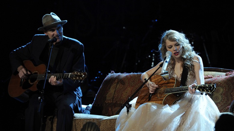 James Taylor and Taylor Swift performing