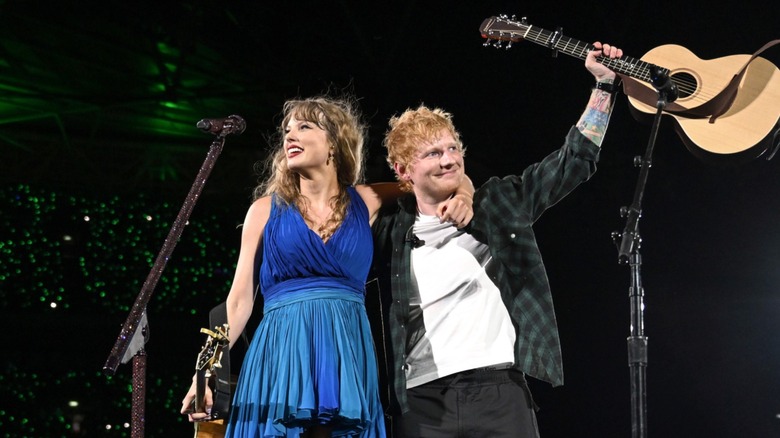 Taylor Swift hugging Ed Sheeran onstage