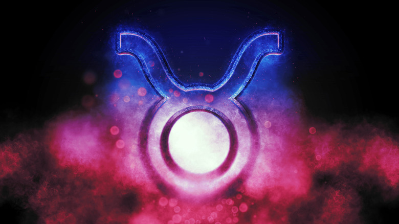 Taurus symbol in blue and red 