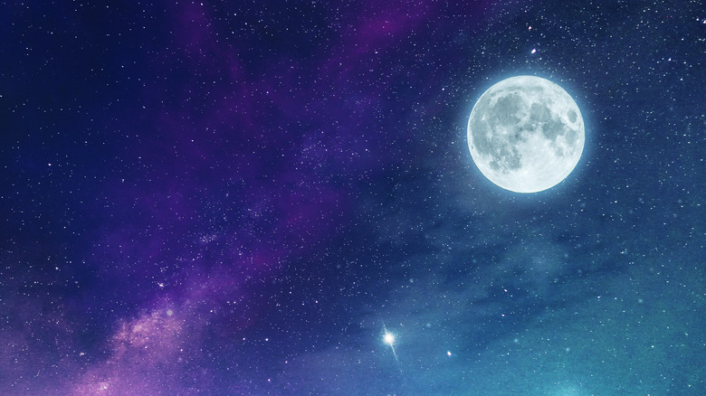 full moon in starry sky 