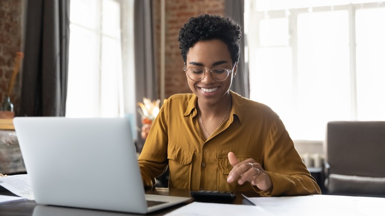 Woman happy at work