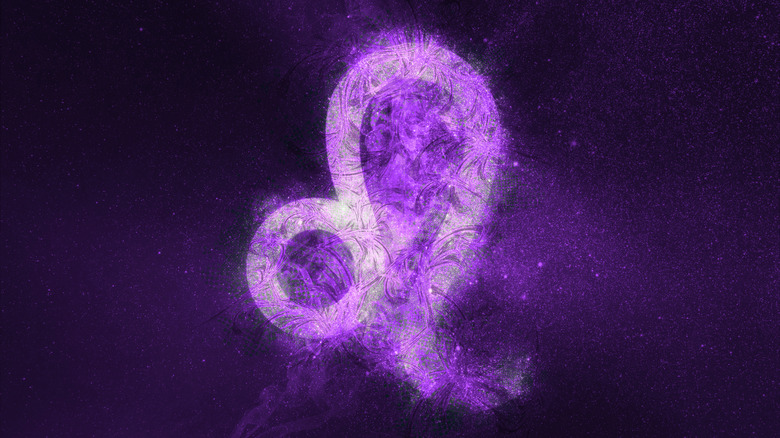 Leo Zodiac sign in purple galaxy 