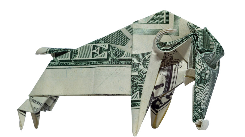 Dollar folded into bull shape