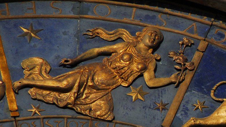 Virgo zodiac sign on astronomical clock