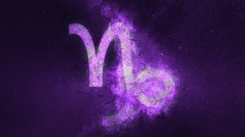 Purple abstract Capricorn symbol 