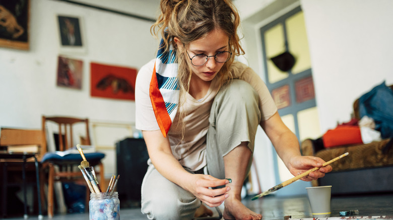 A woman painting 