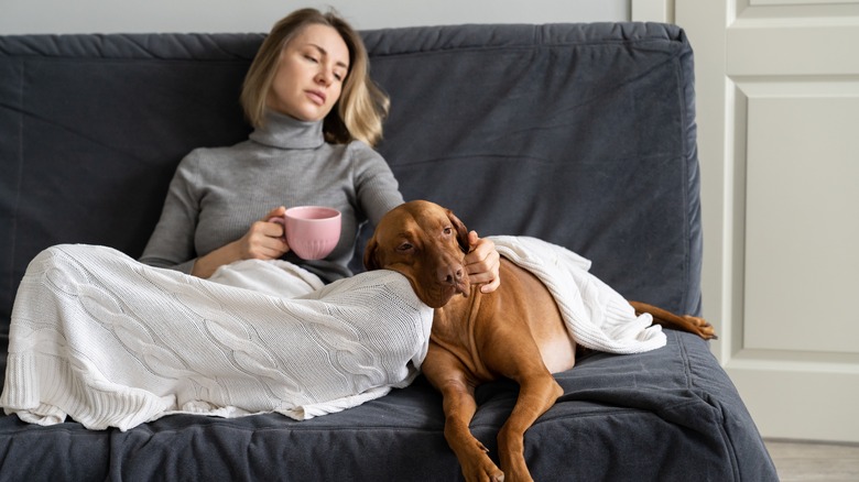 A woman with her dog