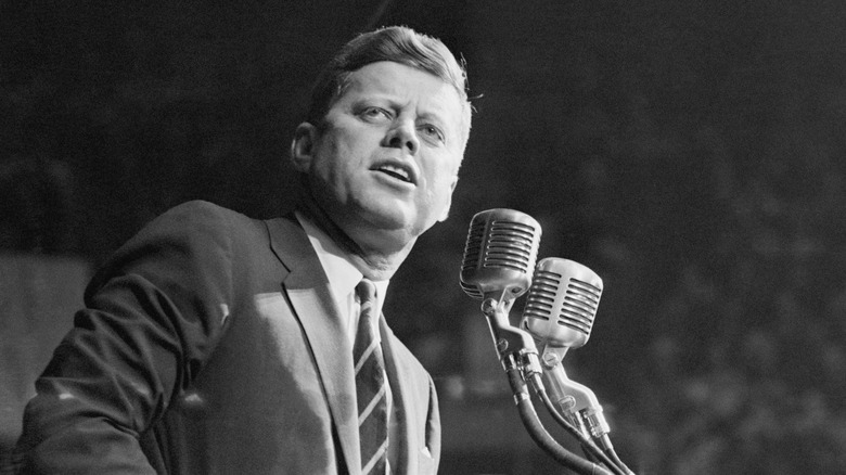 John F. Kennedy speaking at a presidential rally