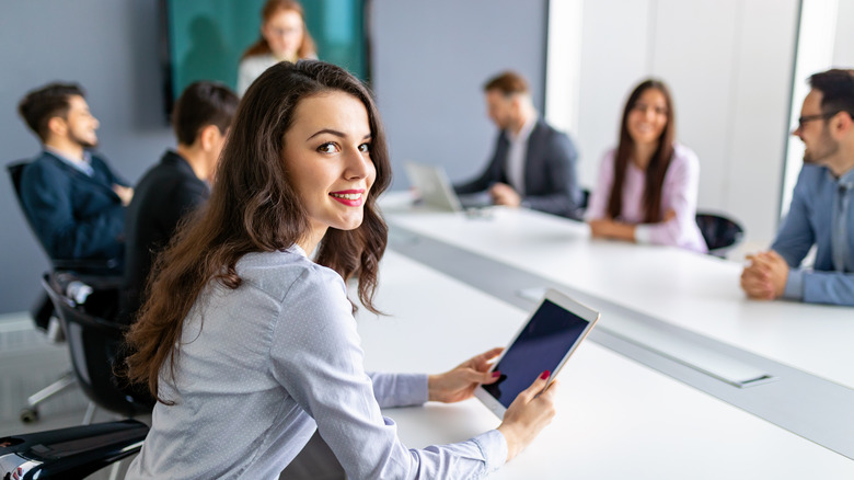 Woman at work meeting 