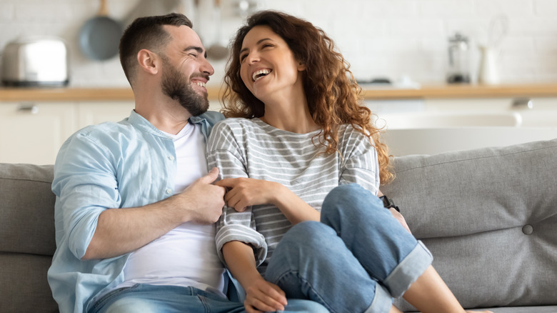 couple talking and laughing