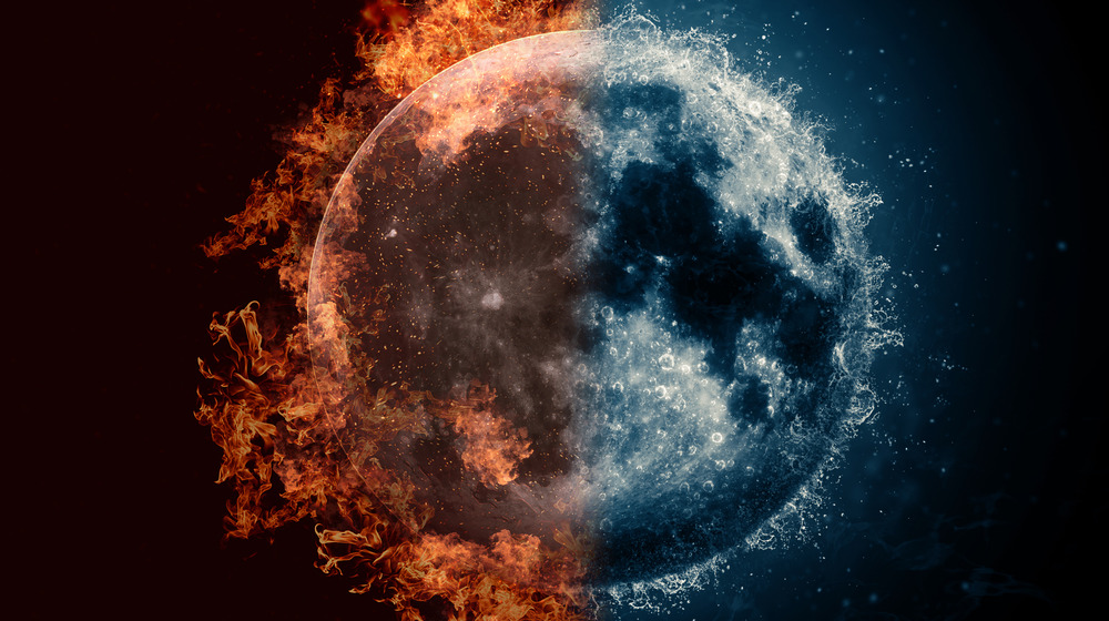 Fire portrayed on the moon