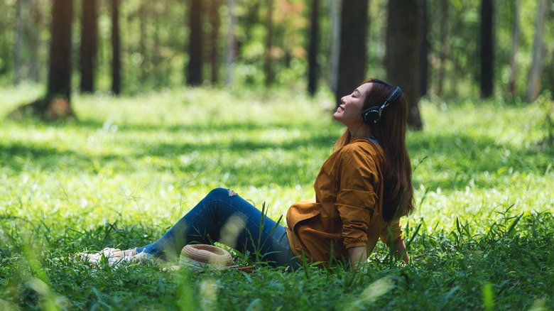 A woman relaxing in nature 