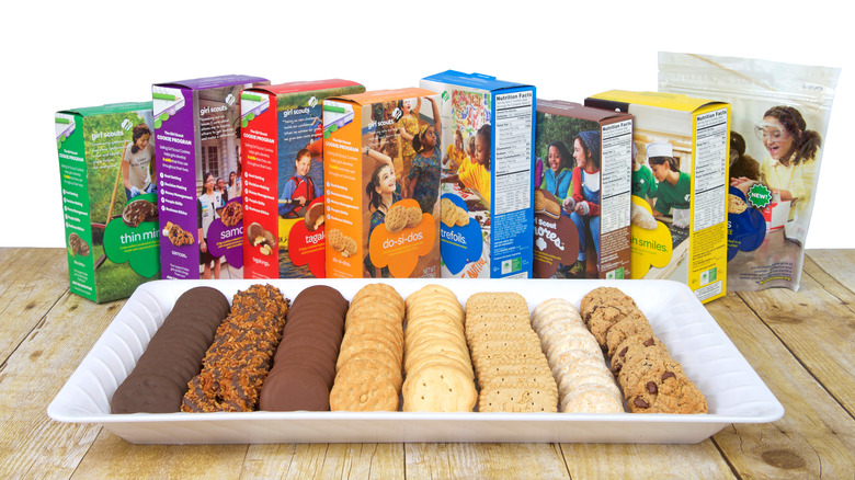 Girl scout cookies and boxes