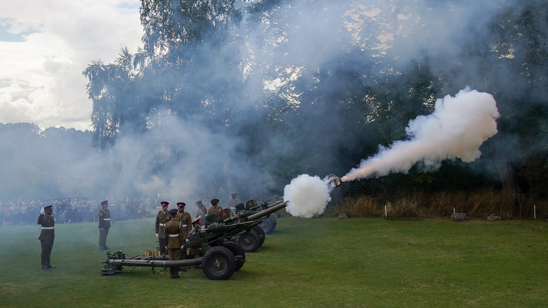 A gun salute in progress