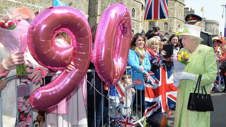 Queen Elizabeth making a public appearance during her birthday