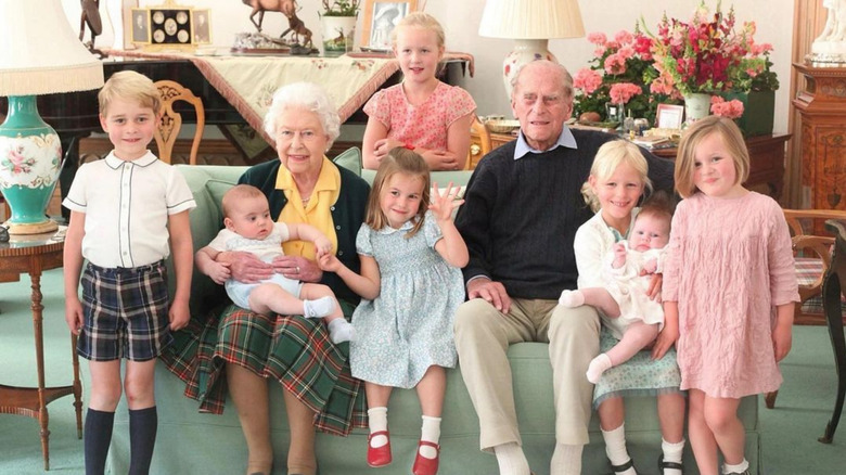queen elizabeth, prince philip, and their great-grandchildren