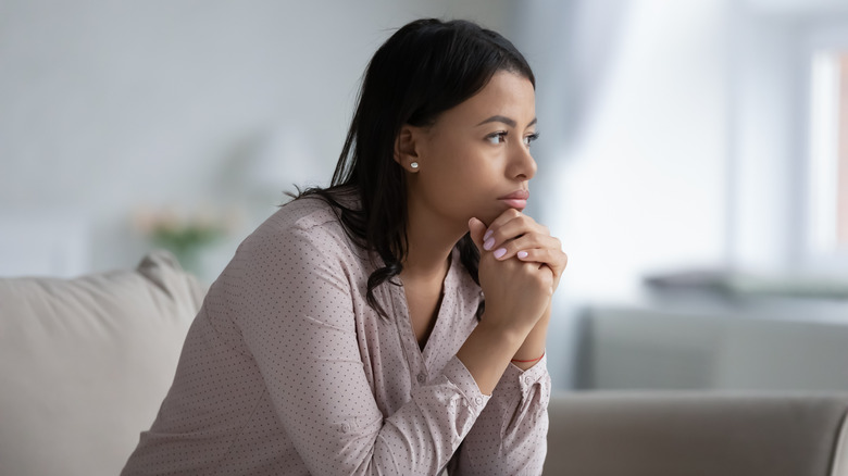 A woman looking worried