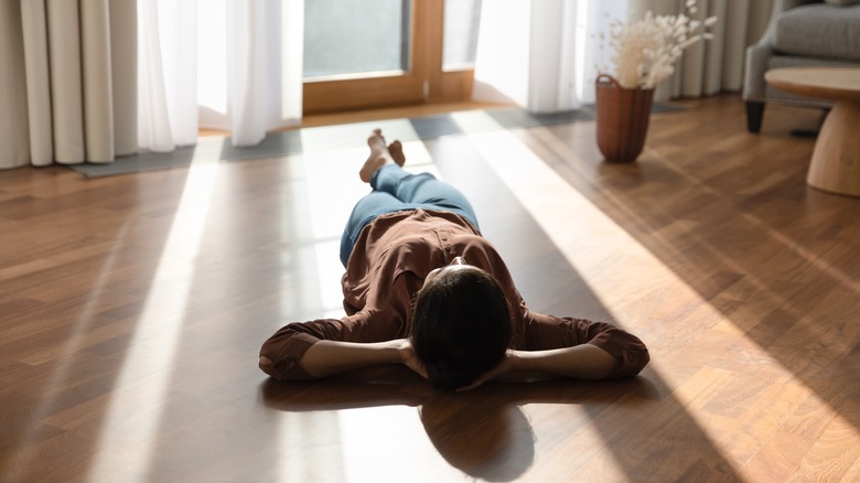 A woman lying down