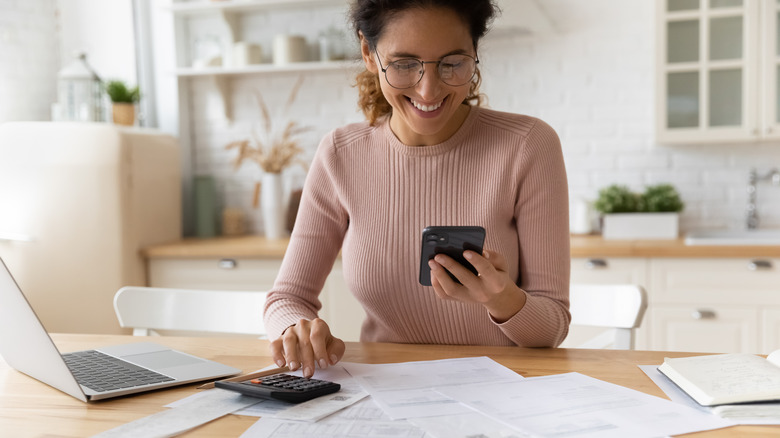 Woman working on finances