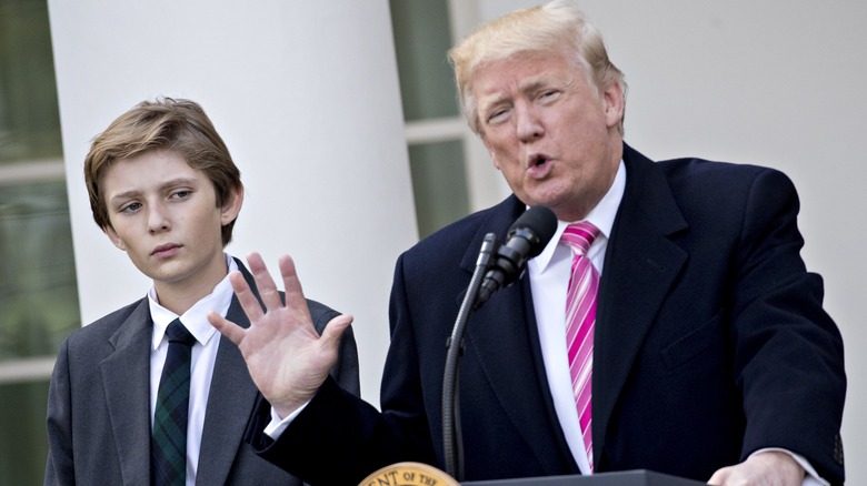 Barron and Donald Trump speaking