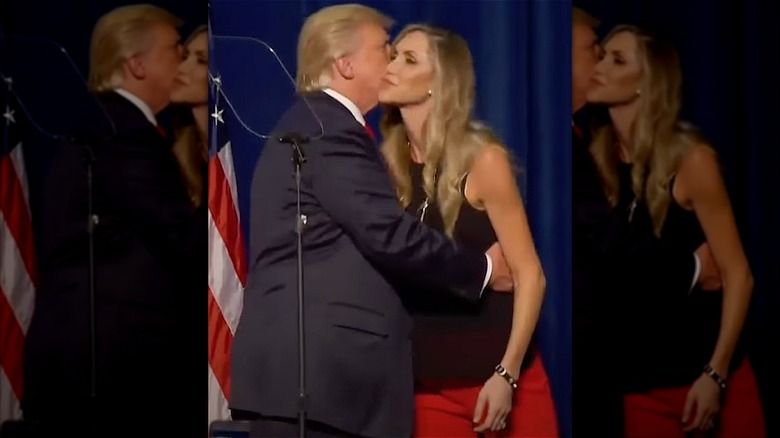 Donald Trump embraces and kisses Lara Trump