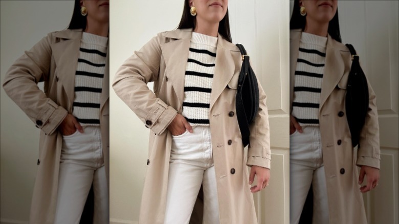 Woman wearing trench coat