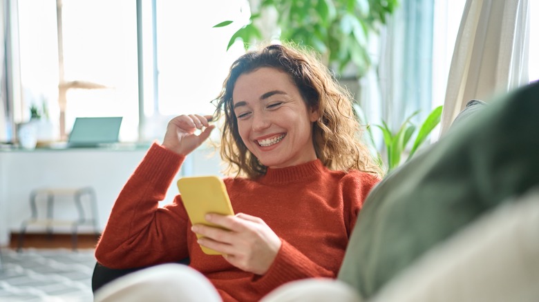 woman on her phone