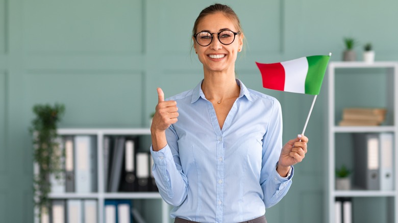 Person holding italian flag 