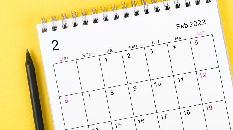 two weeks of February calendar