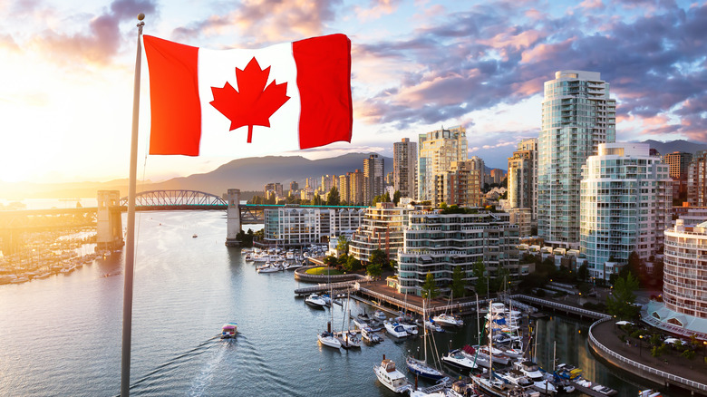 Candian flag in Vancouver Harbor