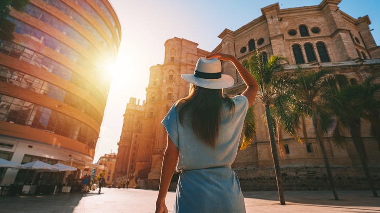 Woman walking streets of Malaga