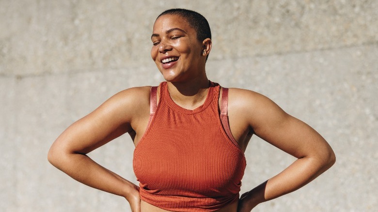 Woman smiles post-workout