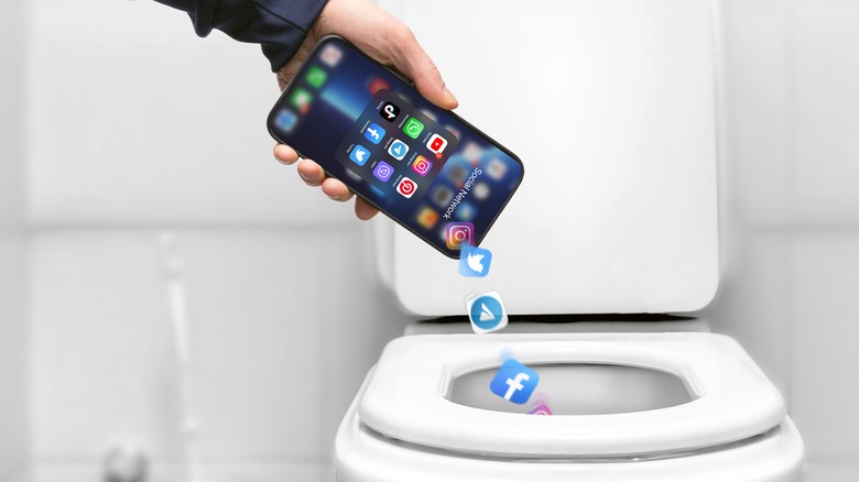 Social media apps in toilet