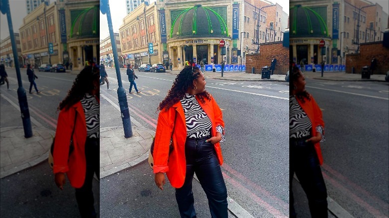 Woman in a red blazer 