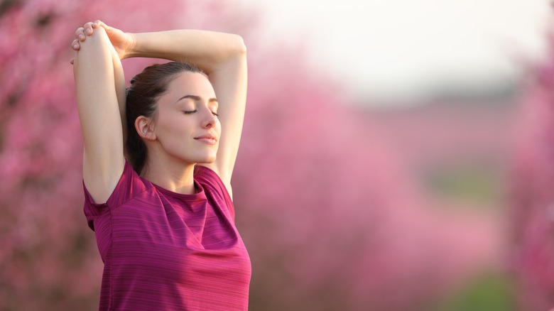 Woman stretching