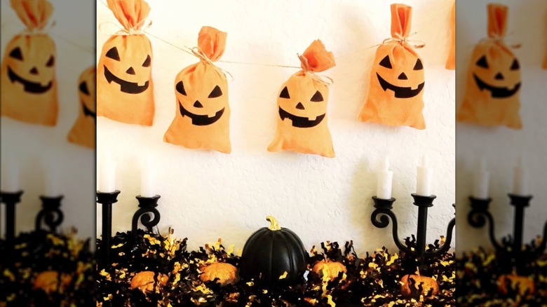 Pumpkin sacks and candles