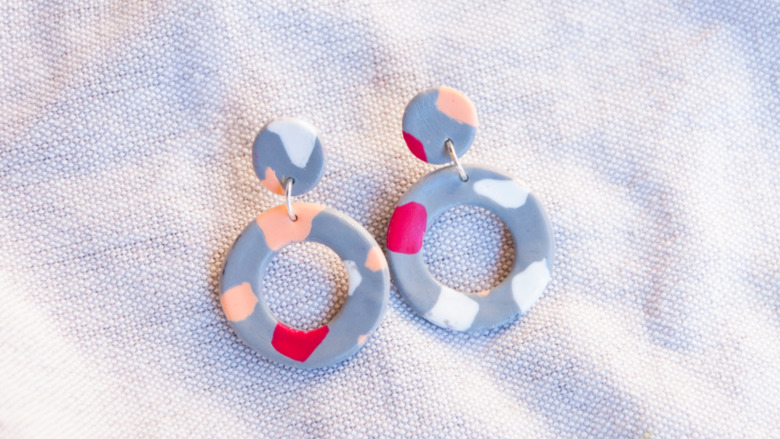 Polymer clay earrings, circle design