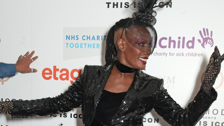 Grace Jones in statement hat